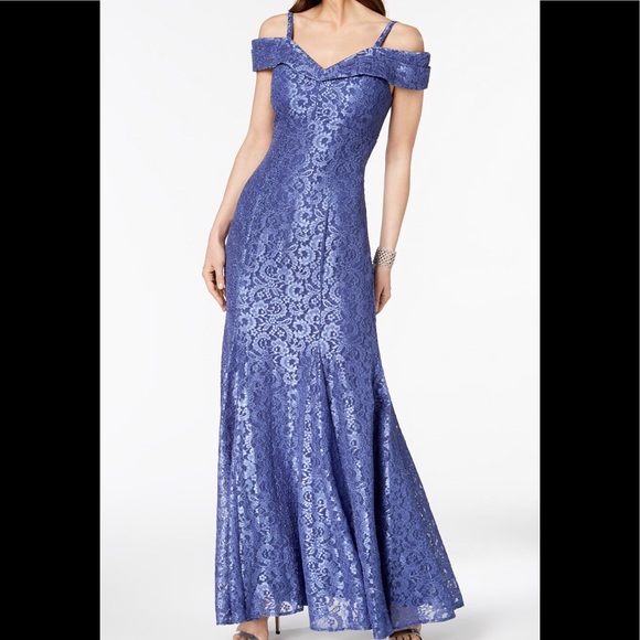 R & M Richards Dresses & Skirts - Women’s Formal Dress Size 14W Lace Mermaid Blue Gown R&M Richards off Shoulders